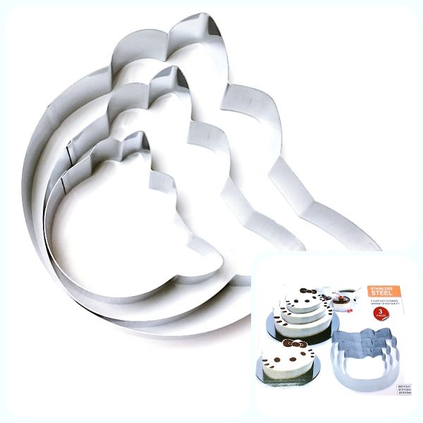 Формы для выпечки стальные Набор 3 шт | Китти (100, 150, 200 мм, высота 45 мм)