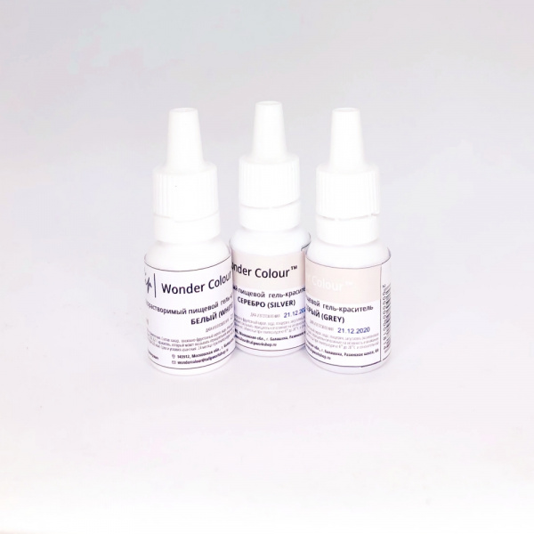 Краситель пищевой гелевый Tulip Wonder Colour | 15 мл. Белый и Серый