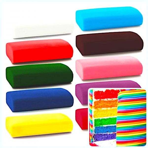 Сахарная Мастика 0.1 кг универсальная Цветная (Фанси)