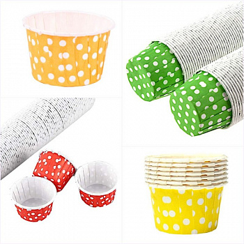 Бумажная капсула усиленная для выпечки капкейков Ø низ 5 см, высота 4 см | 100 шт Печать