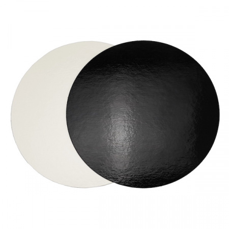 Подложка для торта Чёрный/Жемчуг 2х сторон. 1.8 мм, Ø 200 мм