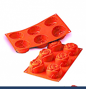 Силиконовая форма для выпечки Роза 68•35 мм 6 фигур