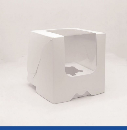 Коробка для 1-го капкейка 10•10•11 см Белая с Окном (сборная) | упак. 5-50 шт