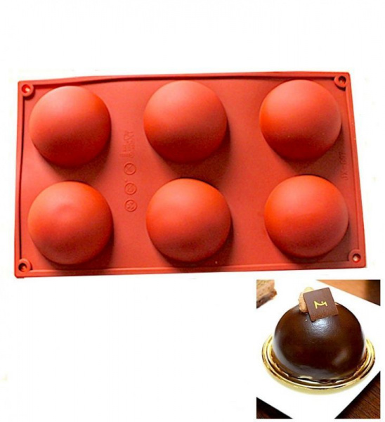 Форма силиконовая Полусфера 6 фигур 60*30 мм (1)